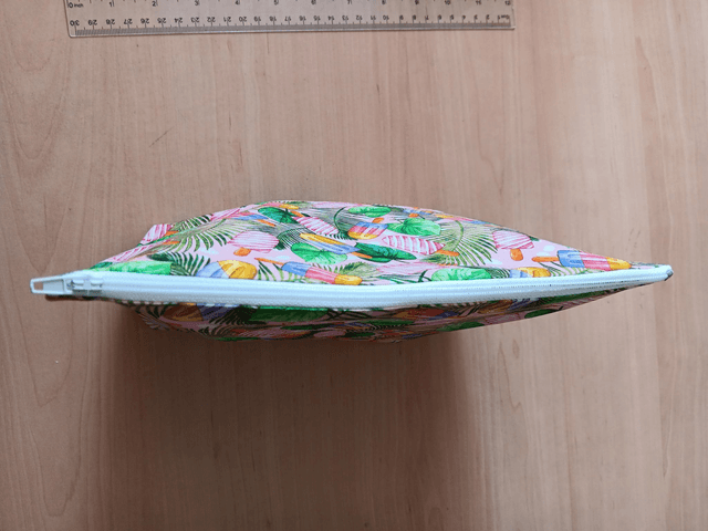 Cosmetic Toiletry Wash Bag Lolly Leaves Fabric Zip Closure and Waterproof PU lining.