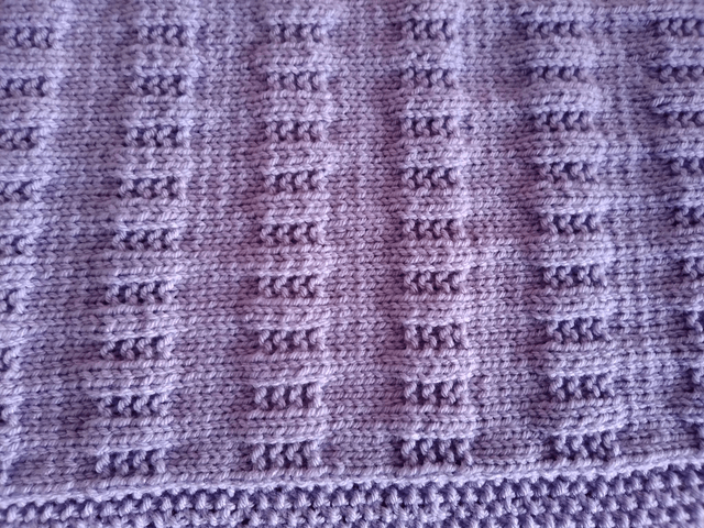 Lilac Baby Blanket Garter Rib and Stocking Stitch