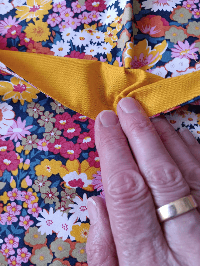 Adult Apron Liberty Bell Floral Pattern Fabric with Yellow Lining