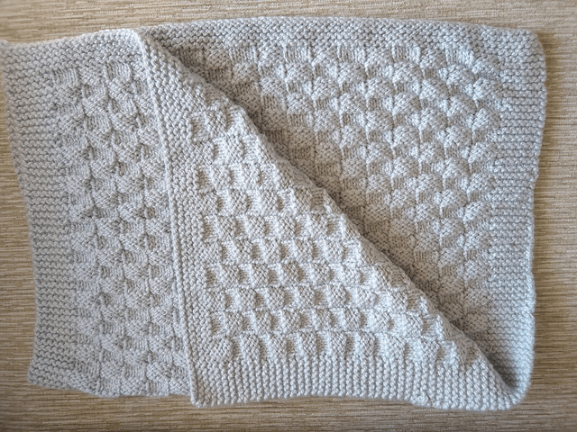 Grey Blanket Hand Knitted in Basket Weave Stitch using Baby Soft Acrylic Yarn
