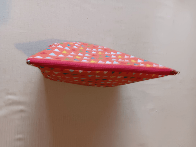Box/Wash/Cosmetic Bag Orange Bunting with a glitter shimmer Cotton Fabric with Red Waterproof Lining