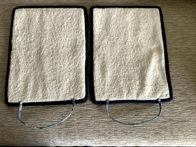Pair of Rayburn Lid Covers Denim Baa Baa Sheep Print Fabric