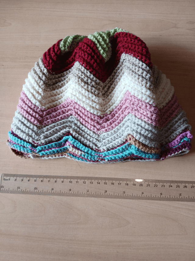Crochet Hat Multicoloured Zig Zag Pattern