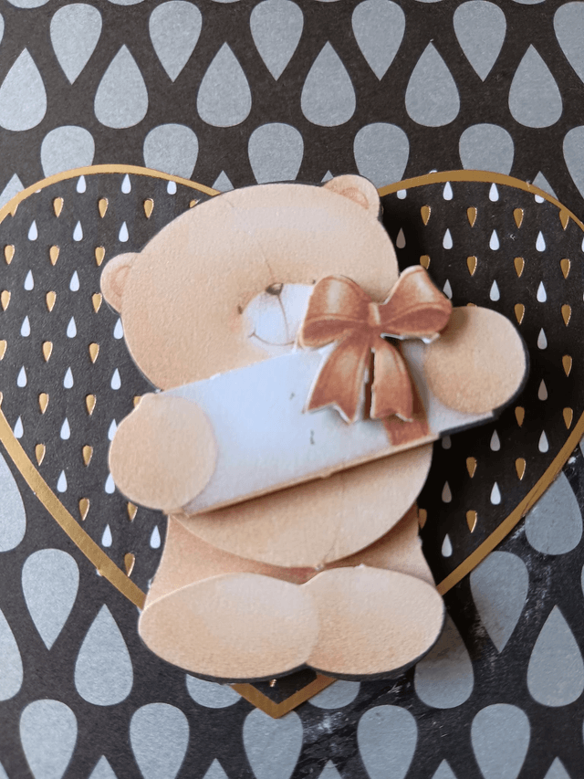 Decorated A5 Casebound Hardback Notebook Blue Floral Bear with gift