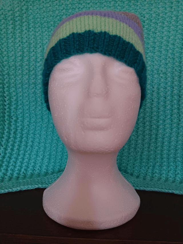 Striped Ladies Beanie Hat (6)