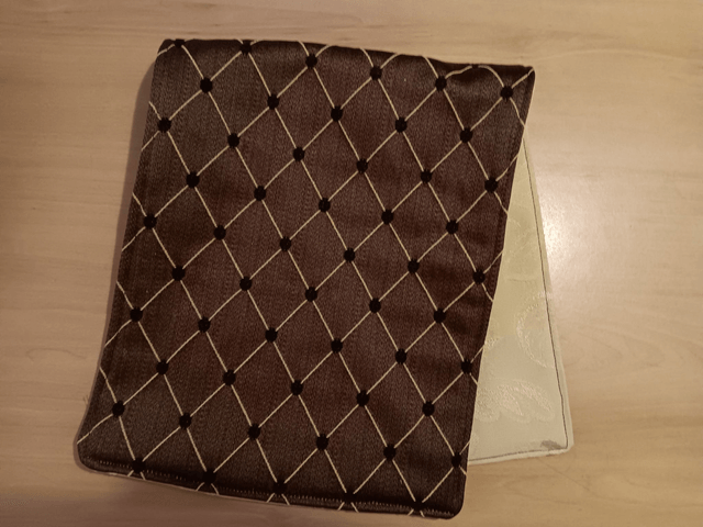 Small Table Runner Brown patterned fabric front with wadding filling and Cream backing fabric