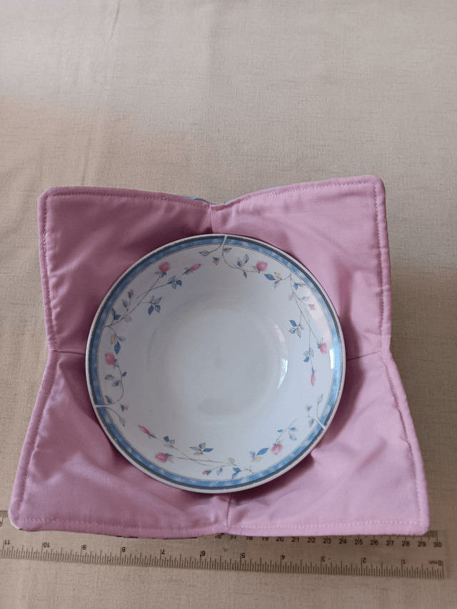 Bowl Cosy Reversible Pink and Blue Bunny Print Cotton Fabric 