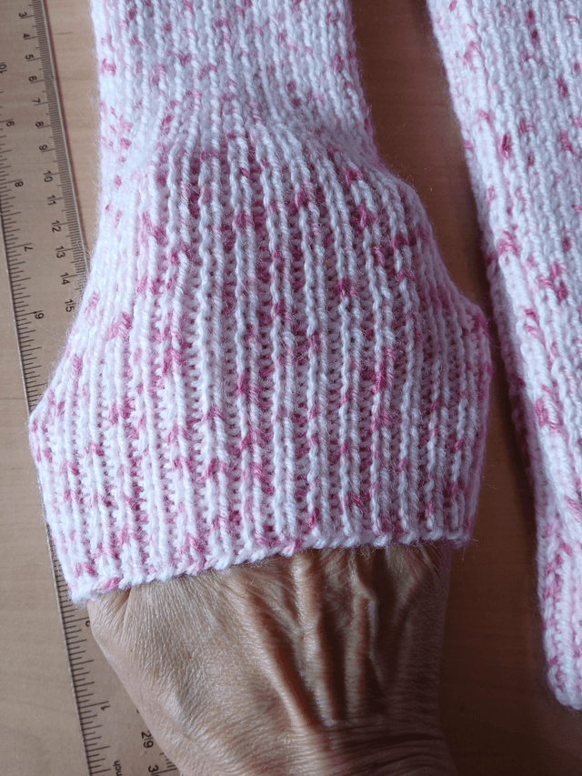 Pair of Leg Warmers, Pale pink yarn with pastel and cerise pink flecks