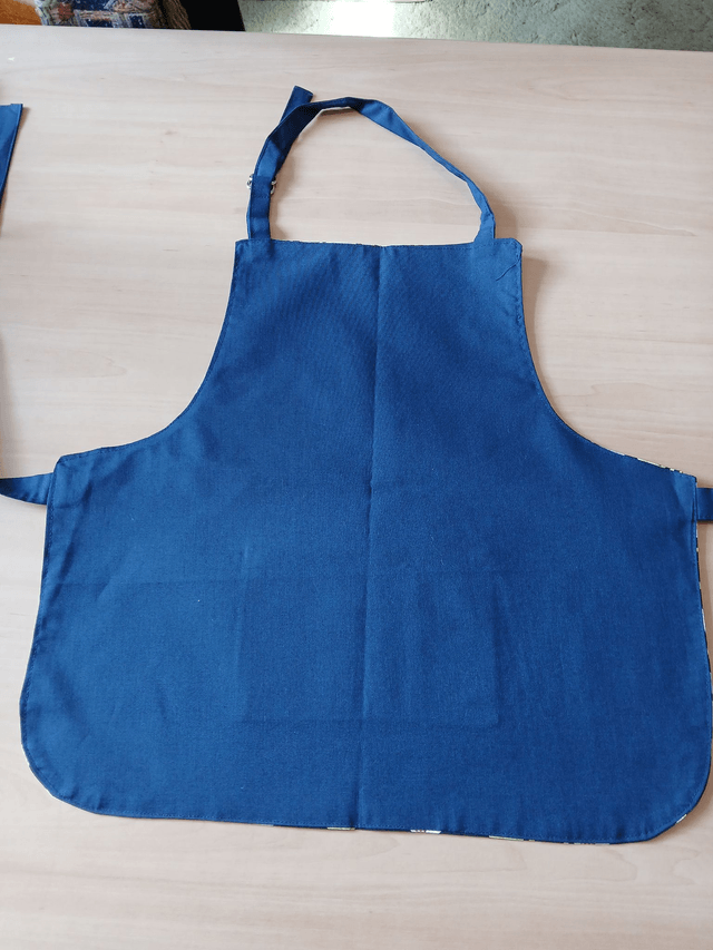 Child's Navy Elephant Print Apron: Fully Lined with Pocket