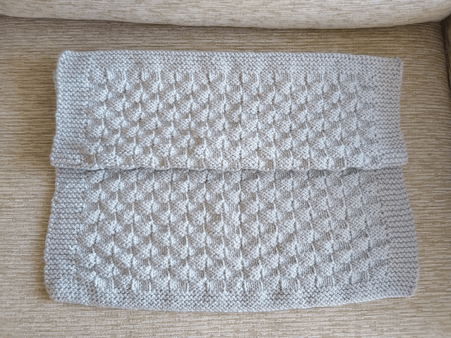 Grey Blanket Hand Knitted in Basket Weave Stitch using Baby Soft Acrylic Yarn