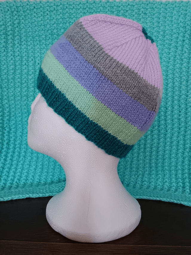 Striped Ladies Beanie Hat (6)