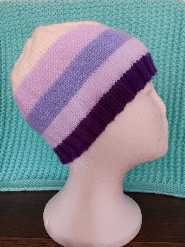 Striped Ladies Beanie Hat (2)