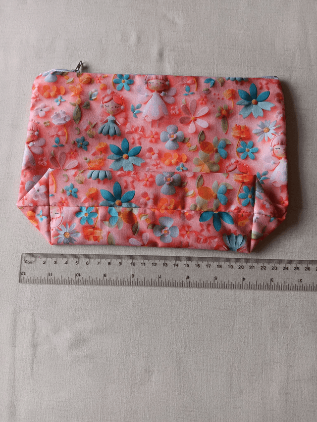 Box/Wash/Cosmetic Bag Little Johnny 3D Fairies Cotton Fabric with White Waterproof Lining