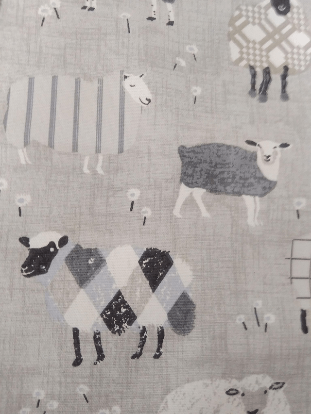 Pair of Rayburn Lid Covers Charcoal Baa Baa Sheep Print Fabric