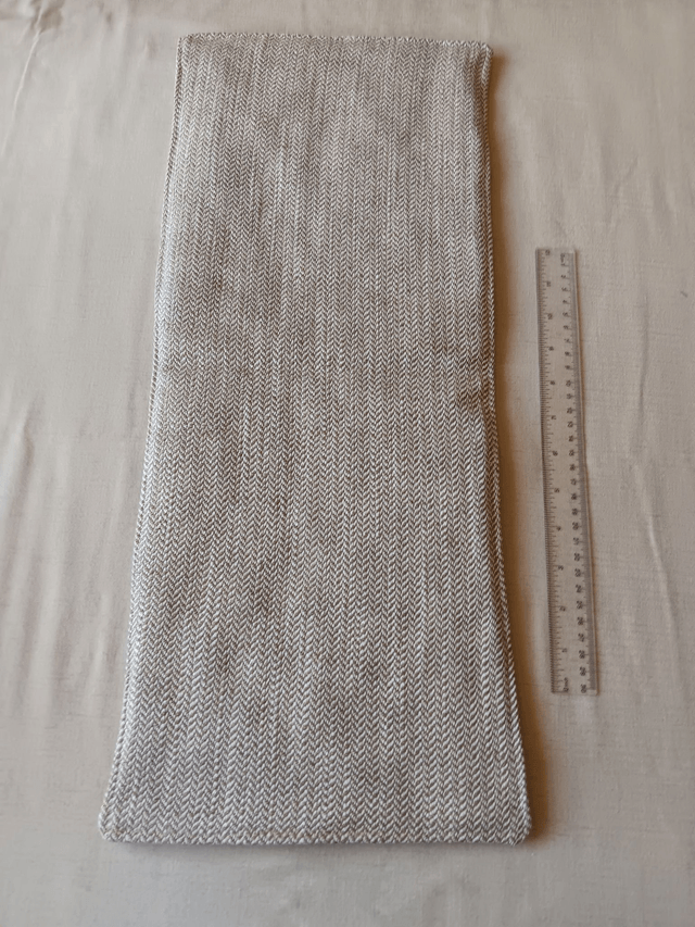 Small Table Runner Pale Blue patterned fabric front with wadding filling and Beige Herringbone backing fabric 