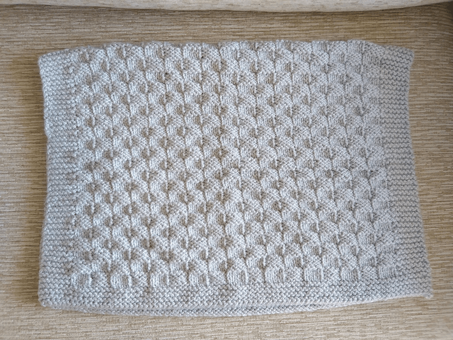 Grey Blanket Hand Knitted in Basket Weave Stitch using Baby Soft Acrylic Yarn