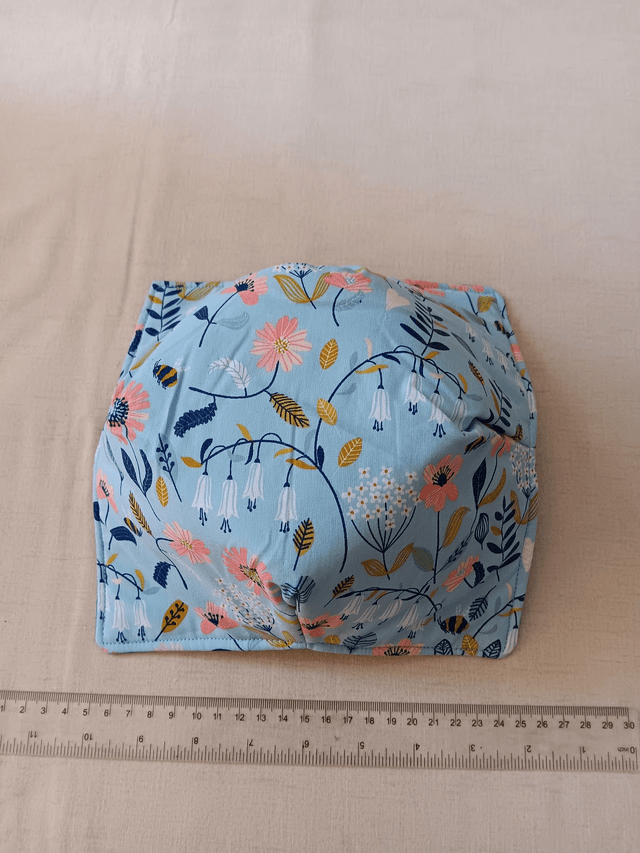 Bowl Cosy Reversible Jade and Blue Floral Print Cotton Fabric