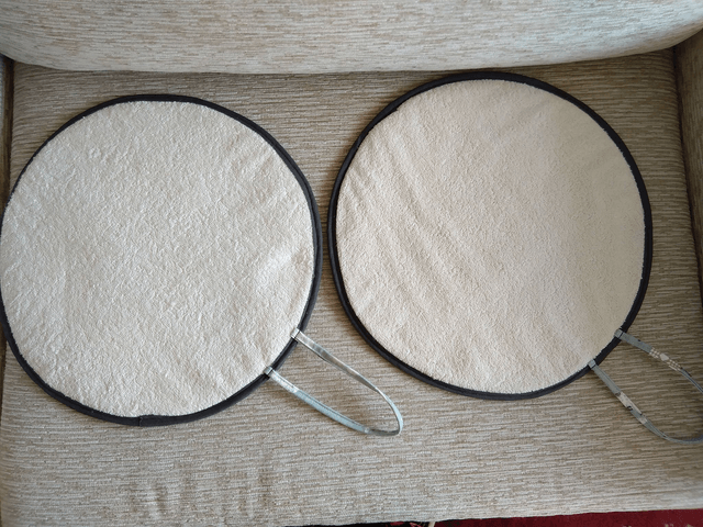 Pair of Aga Lid Covers Duck Egg Baa Baa Sheep Print Fabric with grey binding