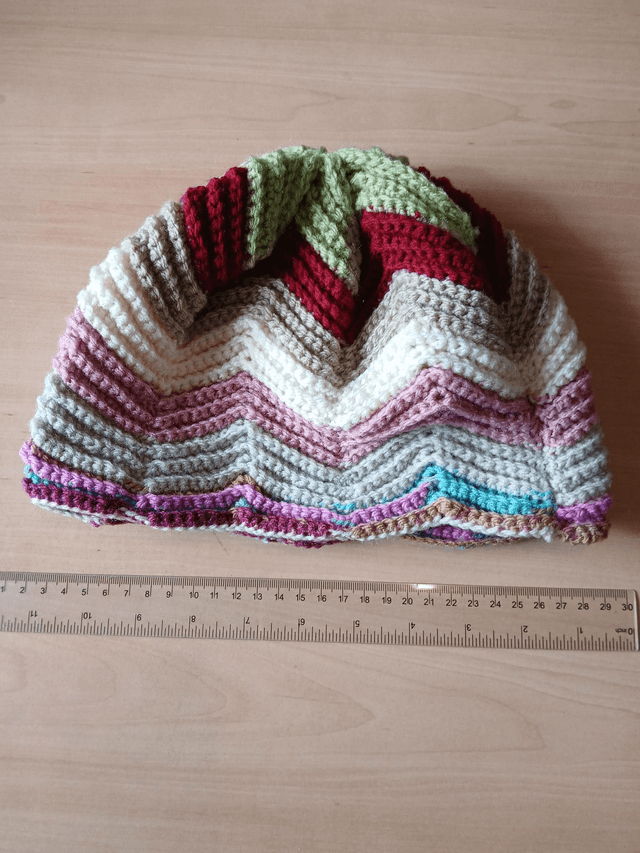 Crochet Hat Multicoloured Zig Zag Pattern