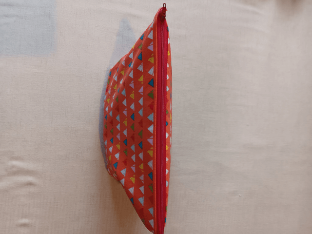 Box/Wash/Cosmetic Bag Orange Bunting with a glitter shimmer Cotton Fabric with Red Waterproof Lining