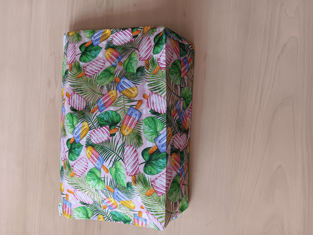 Cosmetic Toiletry Wash Bag Lolly Leaves Fabric Zip Closure and Waterproof PU lining.