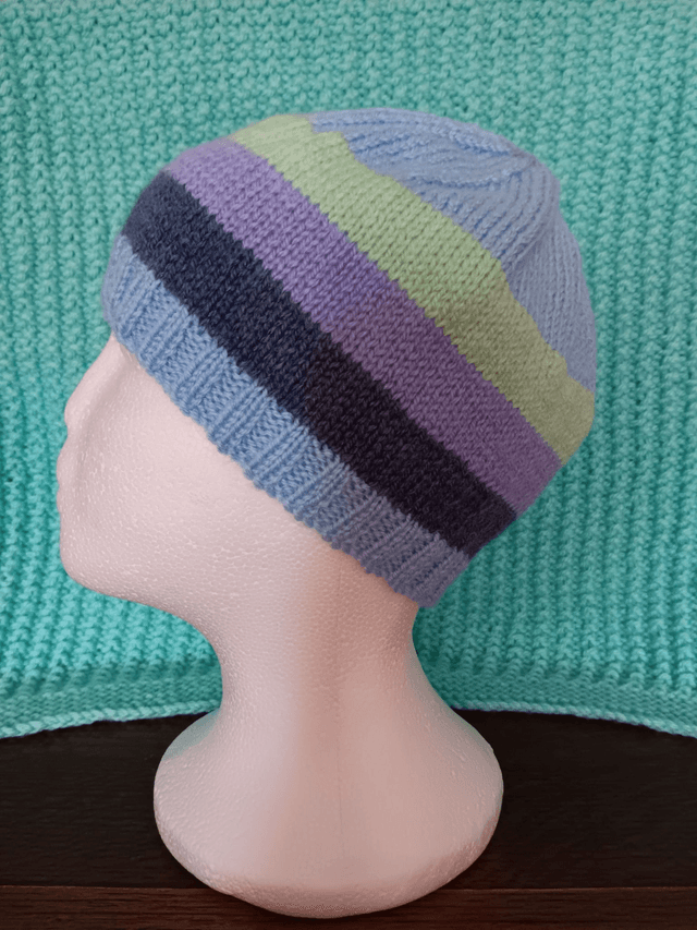 Striped Ladies Beanie Hat (4)