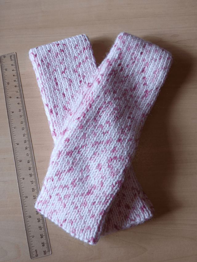 Pair of Leg Warmers, Pale pink yarn with pastel and cerise pink flecks