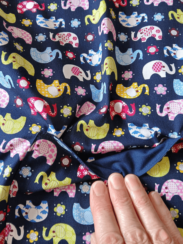 Child's Navy Elephant Print Apron: Fully Lined with Pocket