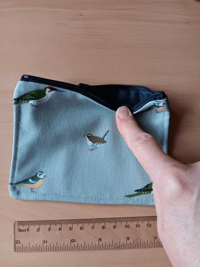Birds on a grey Background Zipped Purse with Navy Waterproof Lining, and Black Zip.