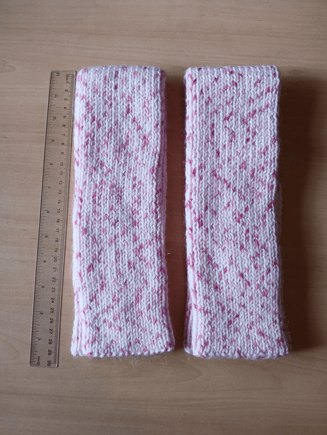 Pair of Leg Warmers, Pale pink yarn with pastel and cerise pink flecks