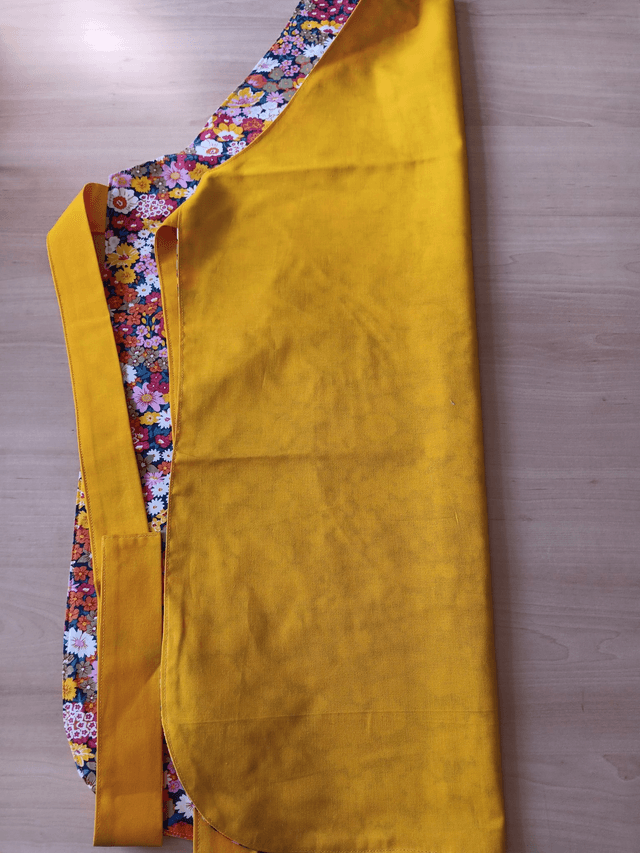 Adult Apron Liberty Bell Floral Pattern Fabric with Yellow Lining