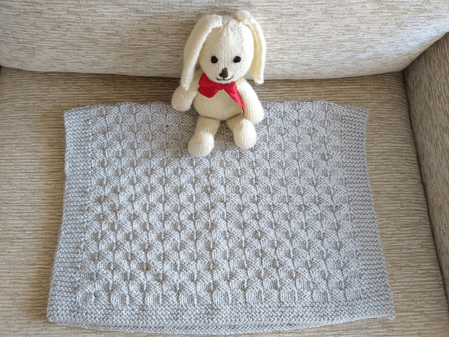 Grey Blanket Hand Knitted in Basket Weave Stitch using Baby Soft Acrylic Yarn