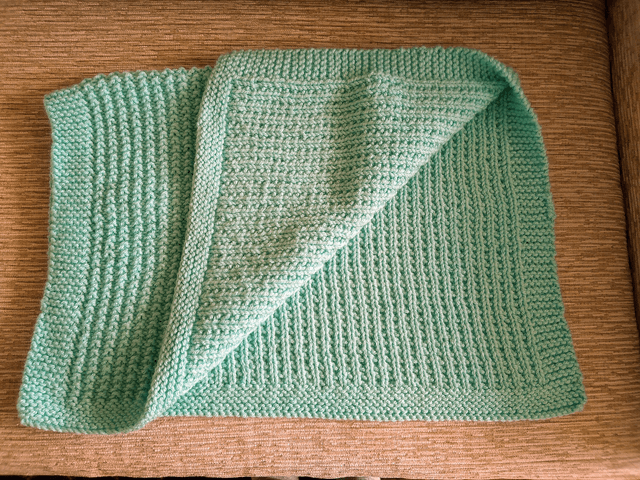 Green Baby Blanket Sand Stitch