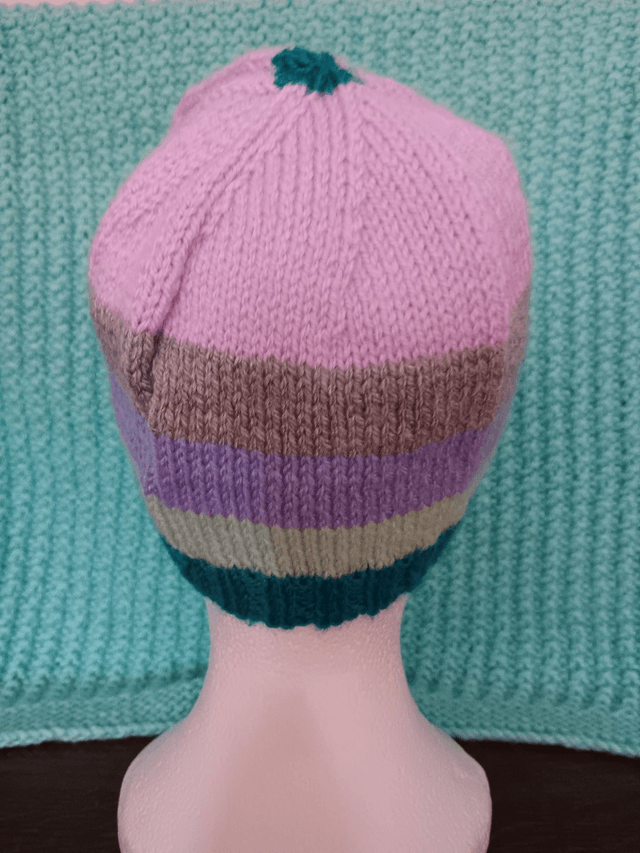 Striped Ladies Beanie Hat (6)