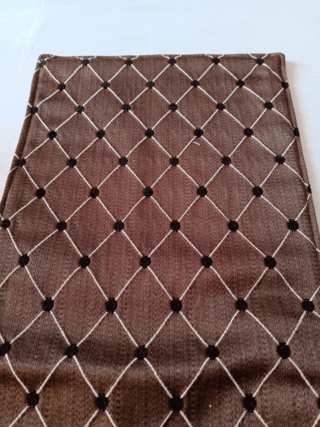 Small Table Runner Brown patterned fabric front with wadding filling and Cream backing fabric