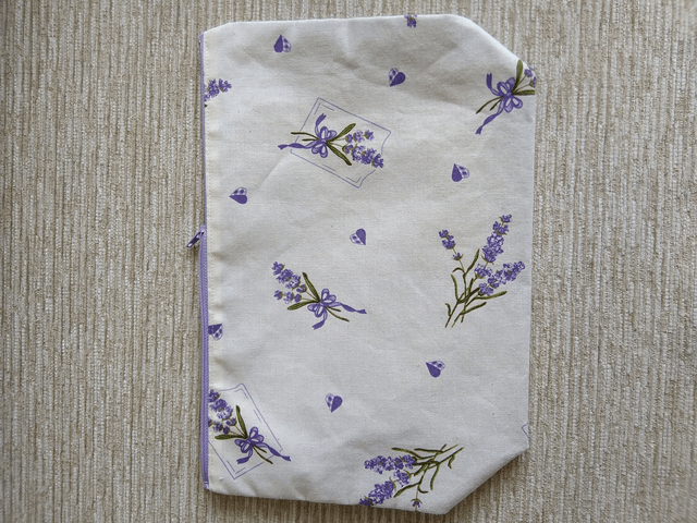 Large Box/Wash/Cosmetic Lavender Sprays Cotton print Fabric with Purple Waterproof Lining