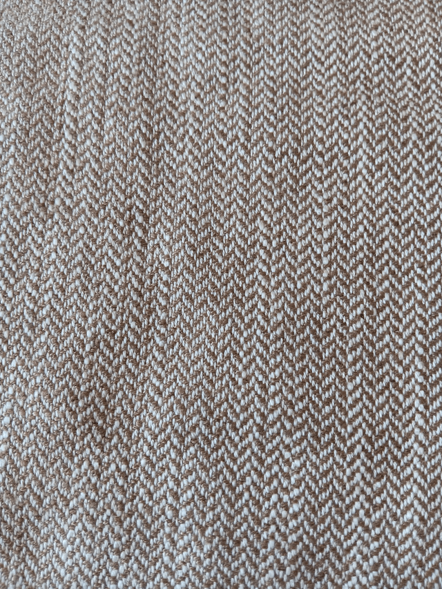 Small Table Runner Pale Blue patterned fabric front with wadding filling and Beige Herringbone backing fabric 