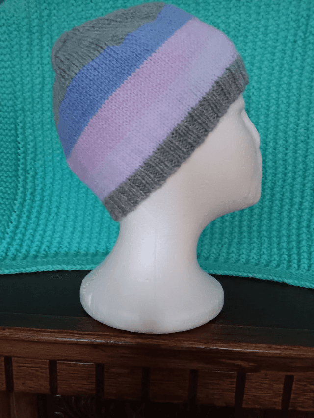 Striped Ladies Beanie Hat (5)