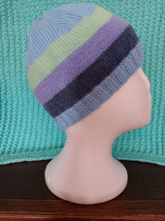 Striped Ladies Beanie Hat (4)