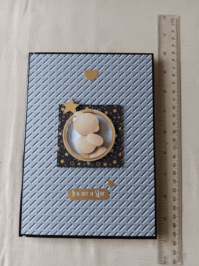 Decorated A5 Casebound Hardback Notebook Blue Floral Bear &quot;You&#039;re a Star&quot;
