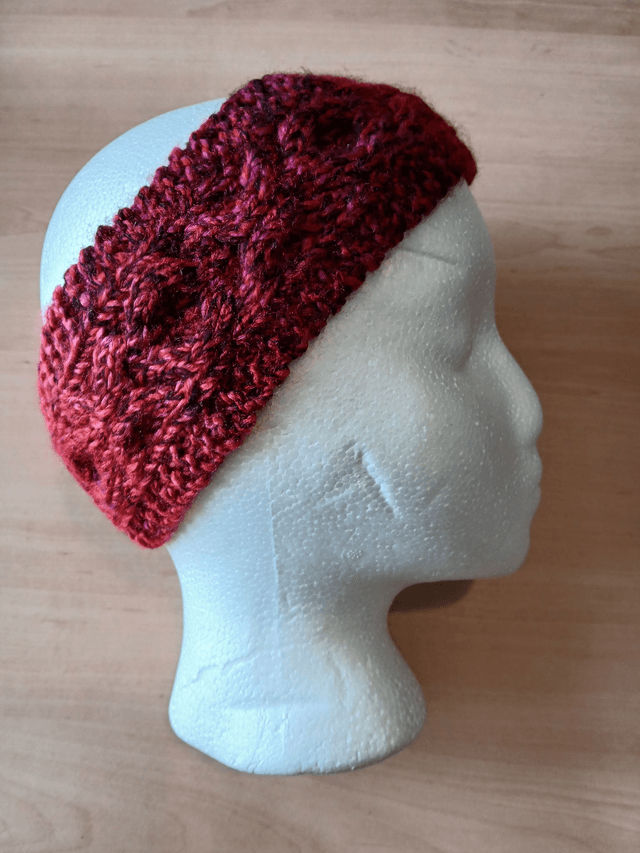 Hand Knitted Headband Hugs and Kisses Cable Pattern